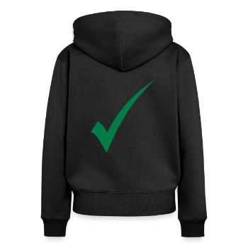 Grüner Haken Check - Frauen Premium Bio Zip Hoodie - Schwarz - Hinten - Julia (174cm)