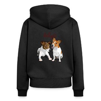 Les amis - Sweat à capuche zippé Premium bio Femme - noir - Dos - Julia (174cm)