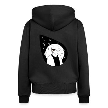 RM Mono Forever Rain - Frauen Premium Bio Zip Hoodie - Schwarz - Hinten - Julia (174cm)