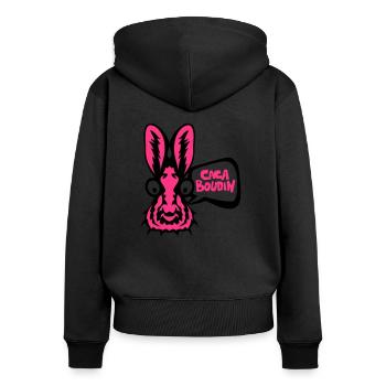 lapin caca boudin bulle rigolo - Sweat à capuche zippé Premium bio Femme - noir - Dos - Julia (174cm)