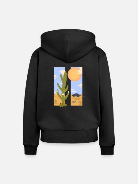 CACTUS - Frauen Premium Bio Zip Hoodie - Schwarz