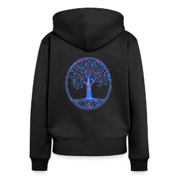 Arbre de la vie - Sweat à capuche zippé Premium bio Femme - noir - Dos - Julia (174cm)