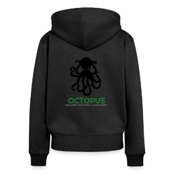 Ich liebe Oktopus, Oktopus, Oktopus Hoodies, Oktopus - Frauen Premium Bio Zip Hoodie - Schwarz - Hinten - Julia (174cm)