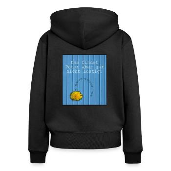 Peter Lustig Print - Frauen Premium Bio Zip Hoodie - Schwarz - Hinten - Julia (174cm)