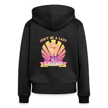 NE PAS ÊTRE UNE DAME - ÊTRE UNE LÉGENDE - Sweat à capuche zippé Premium bio Femme - noir - Dos - Julia (174cm)