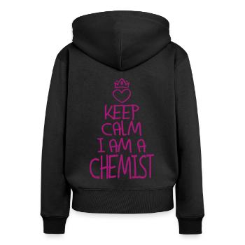 Gardez calme Chimiste cool Cadeau de chimiste - Sweat à capuche zippé Premium bio Femme - noir - Dos - Julia (174cm)