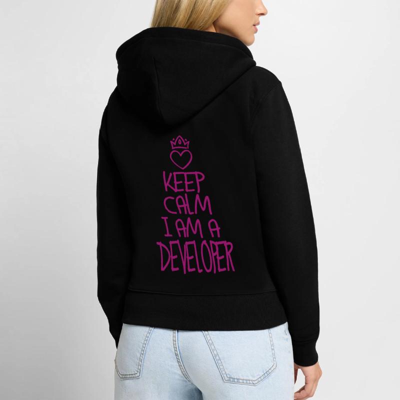 Keep Calm Software Developer Cool Gift Women's Premium Organic Zip Hoodie