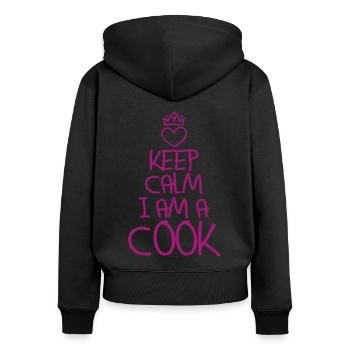 Keep Calm Koch cool Koch Geschenk - Frauen Premium Bio Zip Hoodie - Schwarz - Hinten - Julia (174cm)