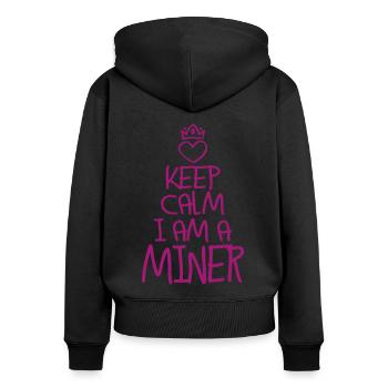 Gardez votre calme les mineurs - Sweat à capuche zippé Premium bio Femme - noir - Dos - Julia (174cm)