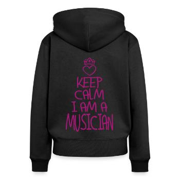Keep Calm Musiker cool Musiker Geschenk - Frauen Premium Bio Zip Hoodie - Schwarz - Hinten - Julia (174cm)