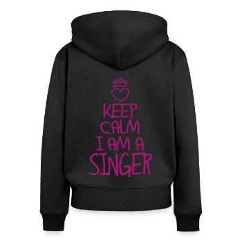 Keep Calm Sänger cool Sänger Geschenk - Frauen Premium Bio Zip Hoodie - Schwarz - Hinten - Julia (174cm)