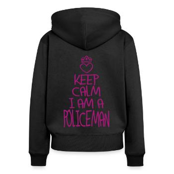 Keep Calm Policeman Cool Policeman Gift - Women's Premium Organic Zip Hoodie - black - Back - Julia (174cm)