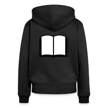 Buch - Frauen Premium Bio Zip Hoodie - Schwarz - Hinten - Julia (174cm)
