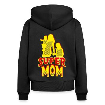 Fête des mères Maman - Sweat à capuche zippé Premium bio Femme - noir - Dos - Julia (174cm)