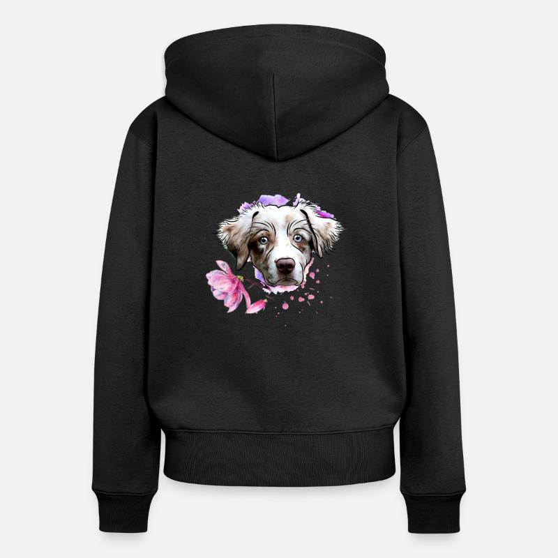 Aussie - Frauen Premium Bio Zip Hoodie - Schwarz