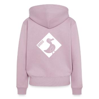 Dodo Oiseau Sort - Sweat à capuche zippé Premium bio Femme - rose poudré - Dos - Julia (174cm)