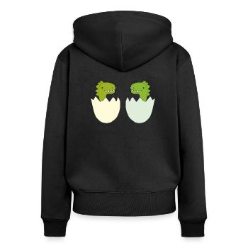 dino baby friends - Frauen Premium Bio Zip Hoodie - Schwarz - Hinten - Julia (174cm)