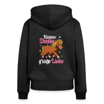 Little Shetty Dear Rider Riding Horse Pony - Sweat à capuche zippé Premium bio Femme - noir - Dos - Julia (174cm)