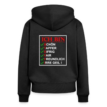 Namensshirt Steffi - Frauen Premium Bio Zip Hoodie - Schwarz - Hinten - Julia (174cm)