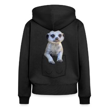 Meerkat Suricate dans la poche poitrine poche de chemise - Sweat à capuche zippé Premium bio Femme - noir - Dos - Julia (174cm)