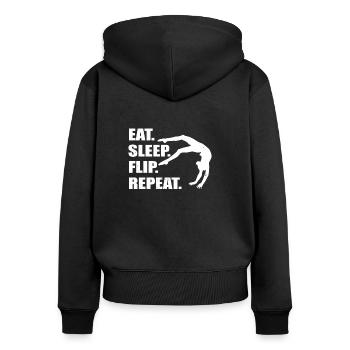Eat Sleep Flip Repeat Gymnastique Gymnastique - Sweat à capuche zippé Premium bio Femme - noir - Dos - Julia (174cm)