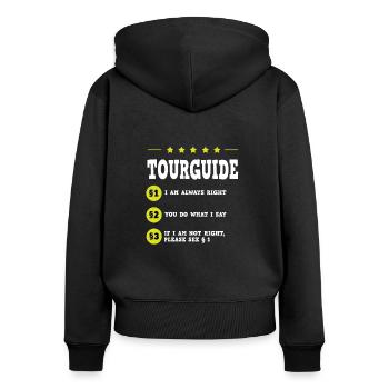 Un guide touristique dit une blague - Sweat à capuche zippé Premium bio Femme - noir - Dos - Julia (174cm)