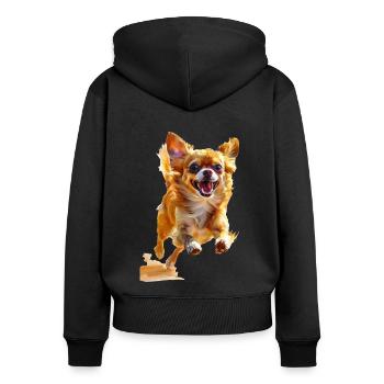 Chihuahua - Frauen Premium Bio Zip Hoodie - Schwarz - Hinten - Julia (174cm)