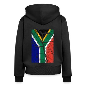Afrique du Sud - Sweat à capuche zippé Premium bio Femme - noir - Dos - Julia (174cm)