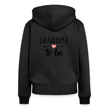 Oma - Frauen Premium Bio Zip Hoodie - Schwarz - Hinten - Julia (174cm)