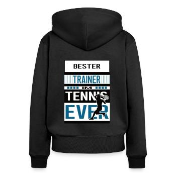 Tennis Trainer Bester Tennistrainer Team Verein - Frauen Premium Bio Zip Hoodie - Schwarz - Hinten - Julia (174cm)
