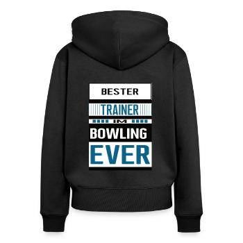 Bowling Trainer Bester Bowlingtrainer Coach - Frauen Premium Bio Zip Hoodie - Schwarz - Hinten - Julia (174cm)