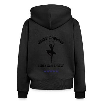 COOLE MÄDCHEN GEHEN ZUM BALLETT Outfit Tänzerin - Frauen Premium Bio Zip Hoodie - Schwarz - Hinten - Julia (174cm)