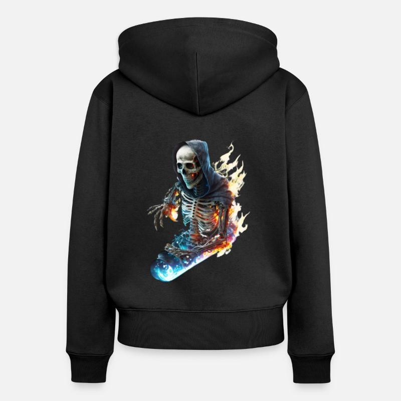 Skeleton de patineur - Sweat à capuche zippé Premium bio Femme - noir