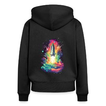 Lancement de fusée de la navette spatiale - Sweat à capuche zippé Premium bio Femme - noir - Dos - Julia (174cm)