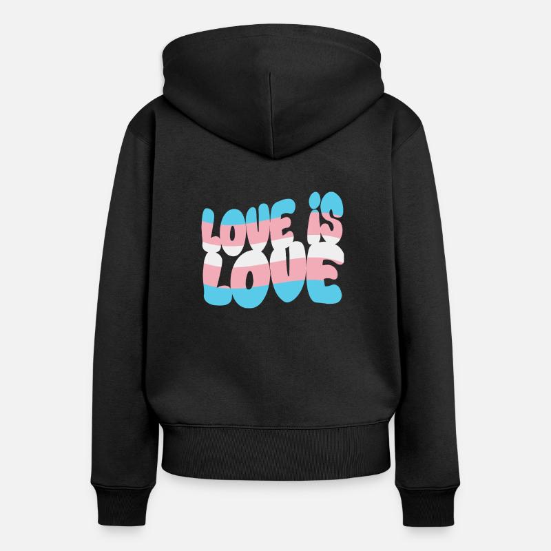 L’amour, c’est l’amour – Trans et visible avec fierté - Sweat à capuche zippé Premium bio Femme - noir
