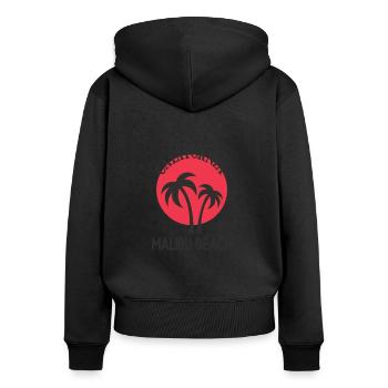 Malibu Beach Kalifornien Palmen Sonnenuntergang - Sweat à capuche zippé Premium bio Femme - noir - Dos - Julia (174cm)