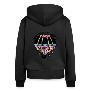 Umbrella with Severe Weather Cloud Rainy Day Vibes - Women's Premium Organic Zip Hoodie - black - Back - Julia (174cm)