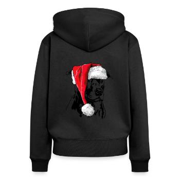 Noël du Père Noël American Staffordshire Terrier - Sweat à capuche zippé Premium bio Femme - noir - Dos - Julia (174cm)