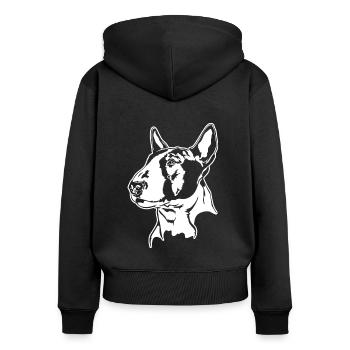 BULLTERRIER Hunde Portrait Wilsigns - Frauen Premium Bio Zip Hoodie - Schwarz - Hinten - Julia (174cm)