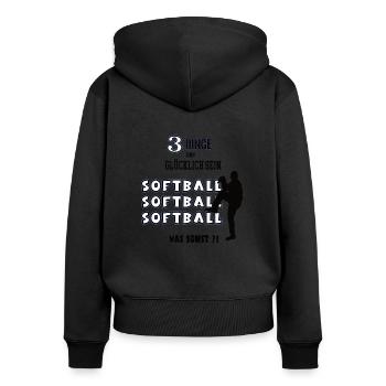 Softball Team Mannschaft Spieler Spiel Baseball - Frauen Premium Bio Zip Hoodie - Schwarz - Hinten - Julia (174cm)