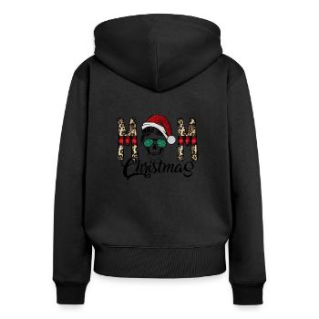 Crâne de Noël maman - Sweat à capuche zippé Premium bio Femme - noir - Dos - Julia (174cm)