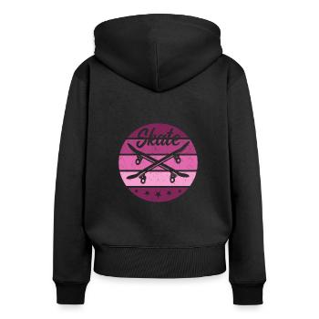skate - Sweat à capuche zippé Premium bio Femme - noir - Dos - Julia (174cm)