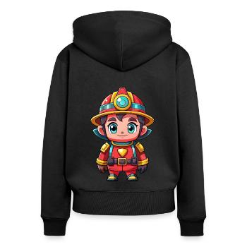 Hero in red the firefighter - Women's Premium Organic Zip Hoodie - black - Back - Julia (174cm)