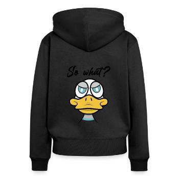 Et alors? avec Duck Comic - Sweat à capuche zippé Premium bio Femme - noir - Dos - Julia (174cm)