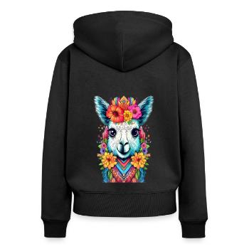 Lama - Sweat à capuche zippé Premium bio Femme - noir - Dos - Julia (174cm)