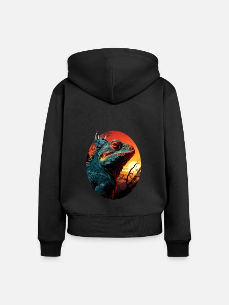 Chameleon - Frauen Premium Bio Zip Hoodie - Schwarz