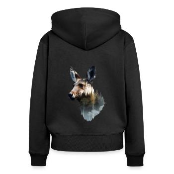 Kangourou - Sweat à capuche zippé Premium bio Femme - noir - Dos - Julia (174cm)