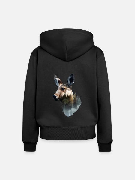 Känguru - Frauen Premium Bio Zip Hoodie - Schwarz