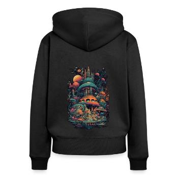 Trippy Explosion - Psychedelic Motif - Women's Premium Organic Zip Hoodie - black - Back - Julia (174cm)