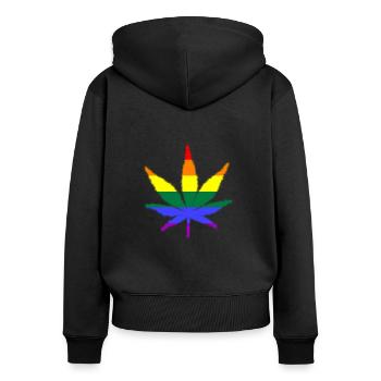 lgbtq ganja love is love - Frauen Premium Bio Zip Hoodie - Schwarz - Hinten - Julia (174cm)